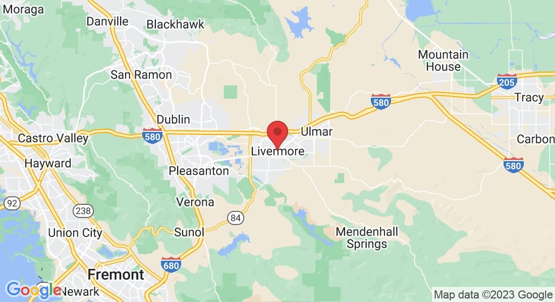 Map of Cohen Air service area centered on Livermore, CA